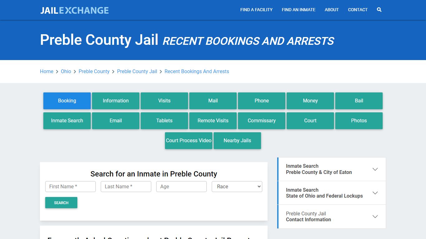 Preble County Jail Recent Bookings And Arrests - Jail Exchange