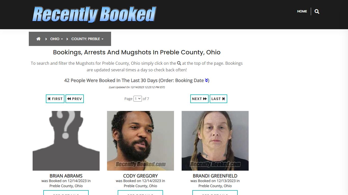 Recent bookings, Arrests, Mugshots in Preble County, Ohio - Recently Booked